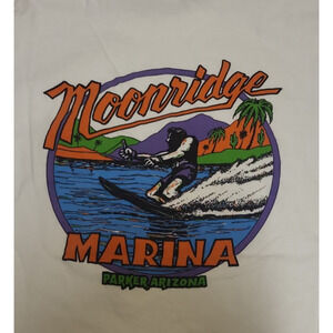VTG Y2K White T-Shirt Men's Moonridge Marina Parker Arizona Large Colorful Logo